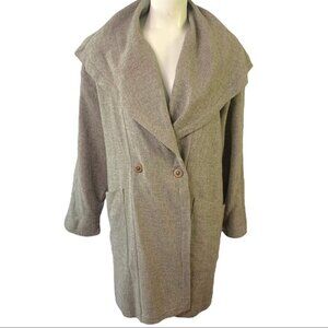 LINDA LUNDSTRÖM OVERSIZED  WOOL TRENCH COAT LARGE POCKETS MADE IN CANADA SIZE 6